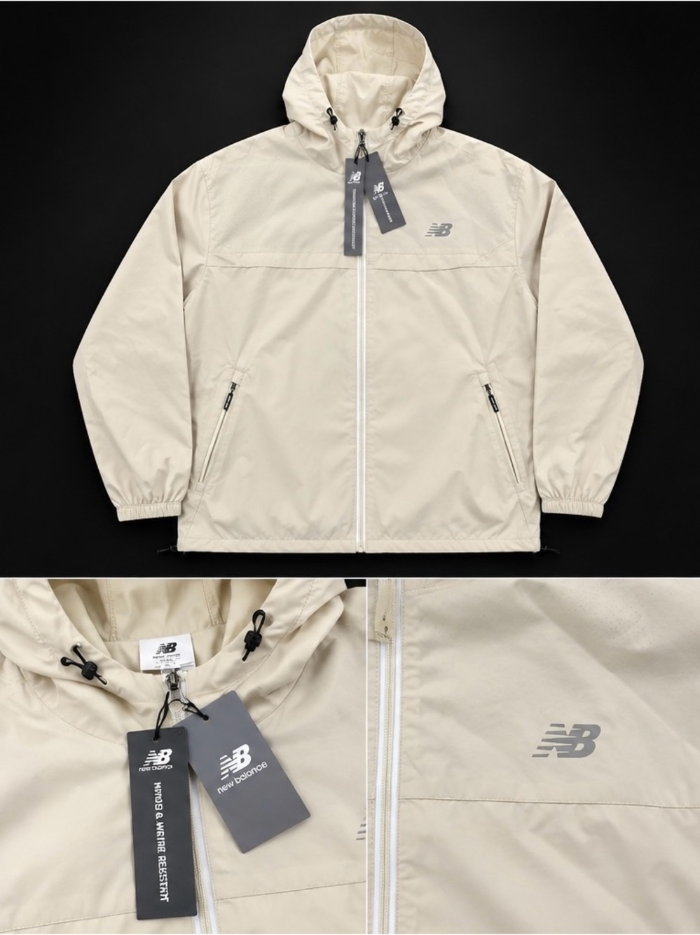 New Balance Cream Hooded Windbreaker Jacket